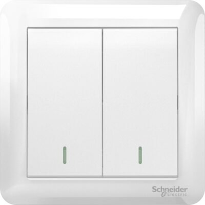 Schneider 10AX 250V 2 Gang 2 Way Switch, White EL-121